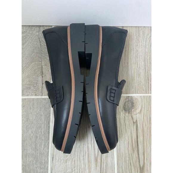 Women's Clarks Westlynn Ayla Leather Loafers Black Lug Cushion Sole Sz 9.5 - Picture 4 of 6